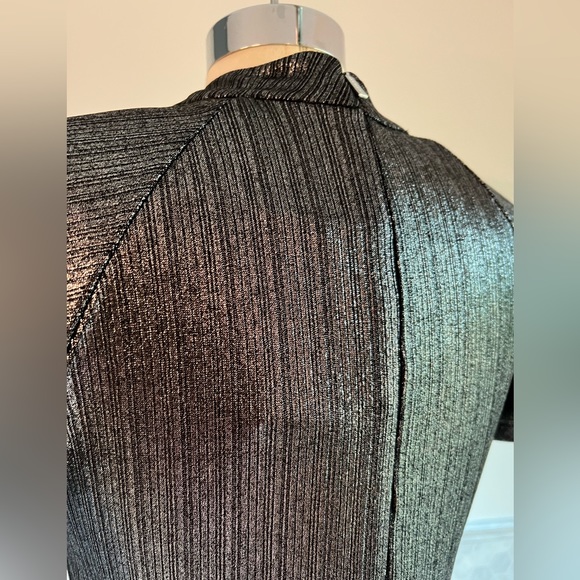 Michael Kors Stretch Metallic Flatter Sleeves Neck Details Dress - Picture 8 of 13